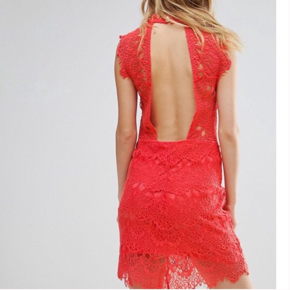 NWT Free People Red Lace Daydream Bodycon Dress - Picture 4 of 8